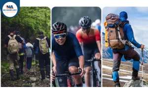 leo núi dùng áo mưa tiện lợi