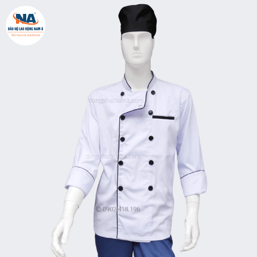 Áo đầu bếp Nam Á Đà Nẵng dài tay 3 ao bep trang dai tay nam a