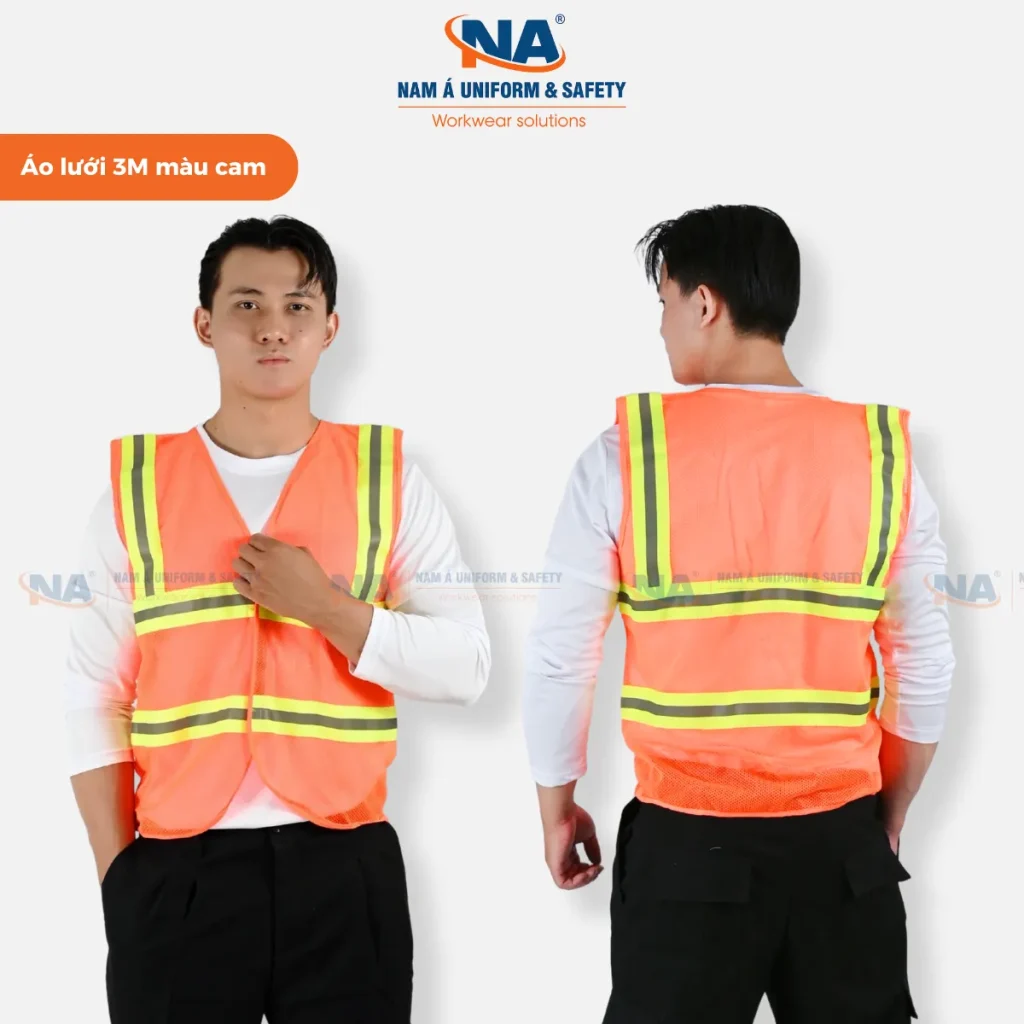 Áo lưới phản quang 3M07 cam phối xanh neon