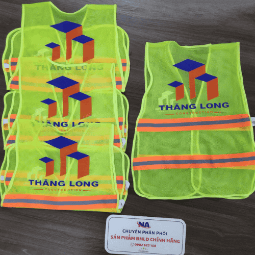 In logo áo lưới phản quang công trình theo màu thương hiệu