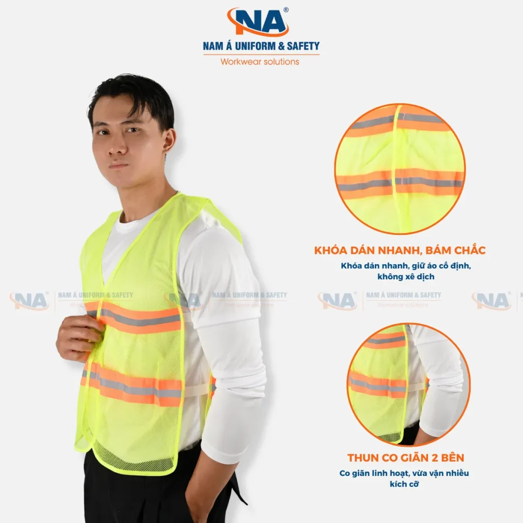 Áo lưới phản quang thun 2 bên cho công nhân