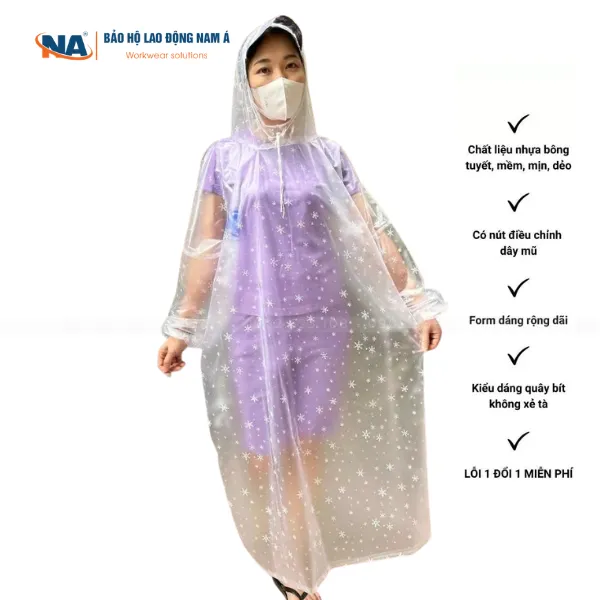 Áo mưa bít bông tuyết dáng rộng 