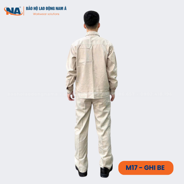 Đồng phục bảo hộ lao động may sẵn M17 ghi be 11 dong phuc bao ho lao dong may san m17 ghi be 1
