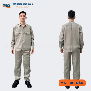Đồng phục bảo hộ lao động may sẵn M17 ghi nâu 7 dong phuc bao ho lao dong may san m17 ghi nau 2