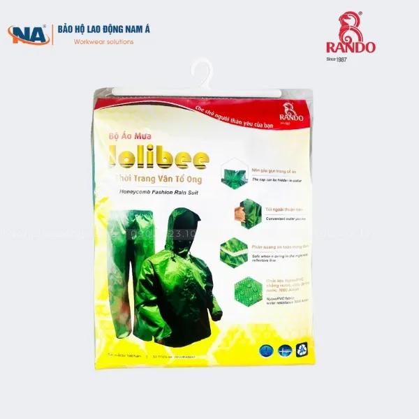 Áo mưa bộ Jolibee vân tổ ong 12 ao mua bo jolibee van to ong 2